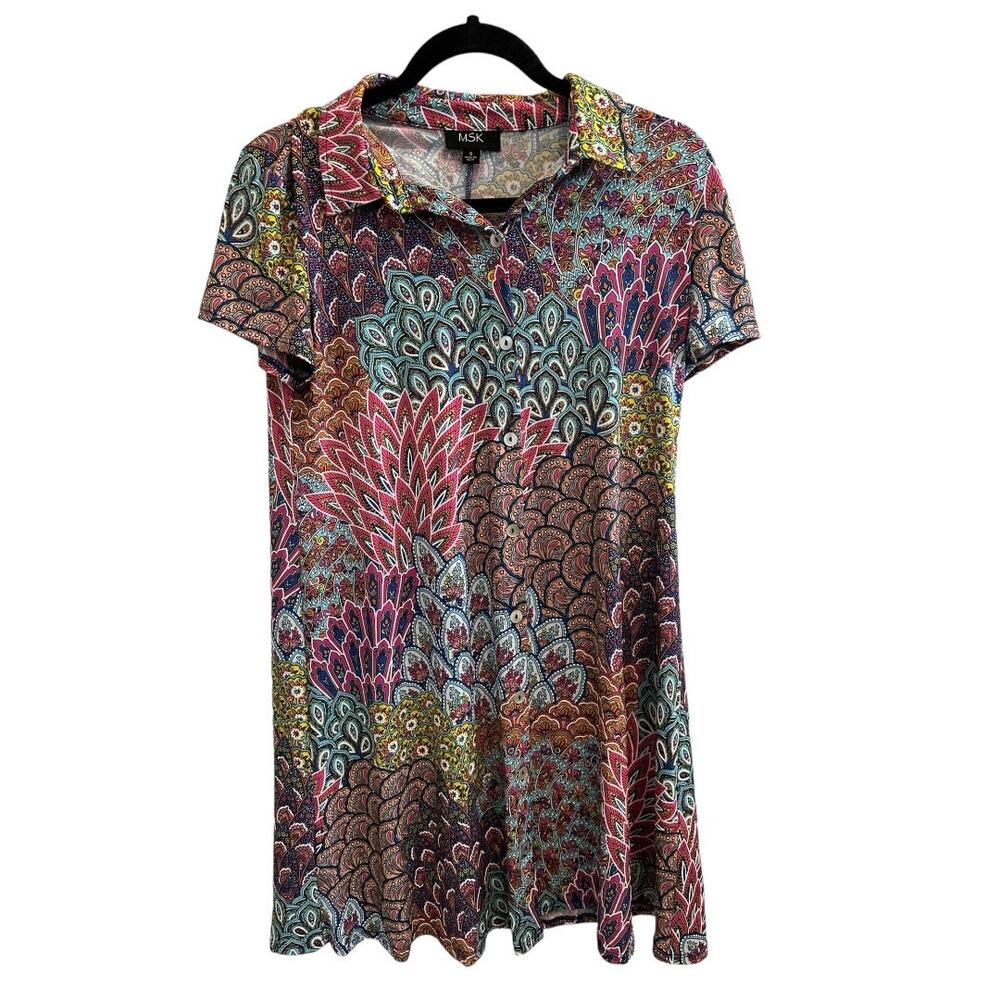 MSK Paisley Floral Multicolor Shirtdress Size Small